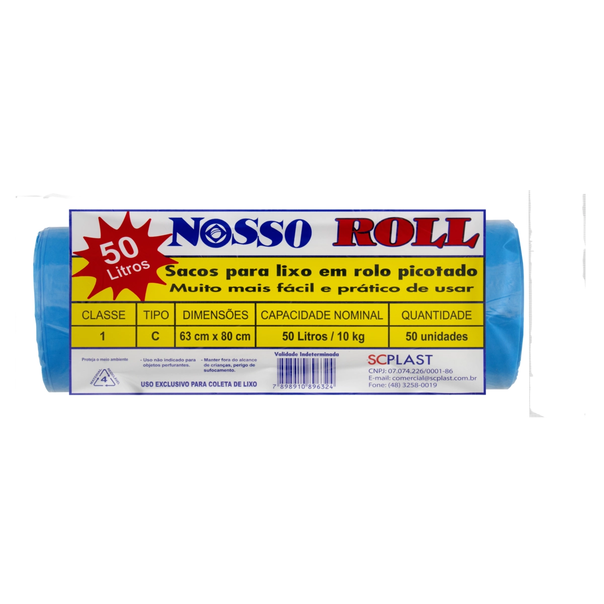 Saco De Lixo Tipo C 50l Nosso Roll 50 Unidades