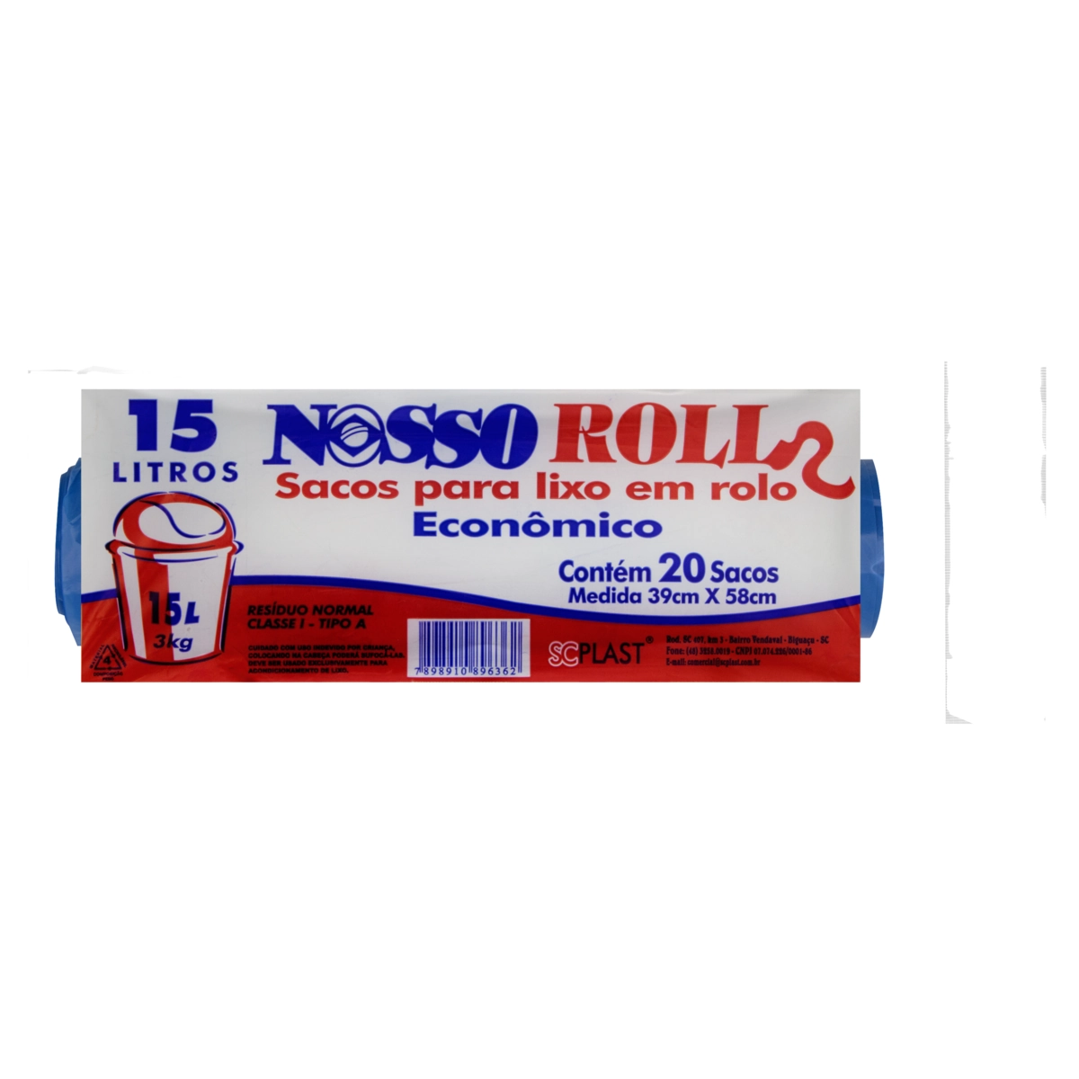 Saco De Lixo Tipo A 15l Nosso Roll 20 Unidades