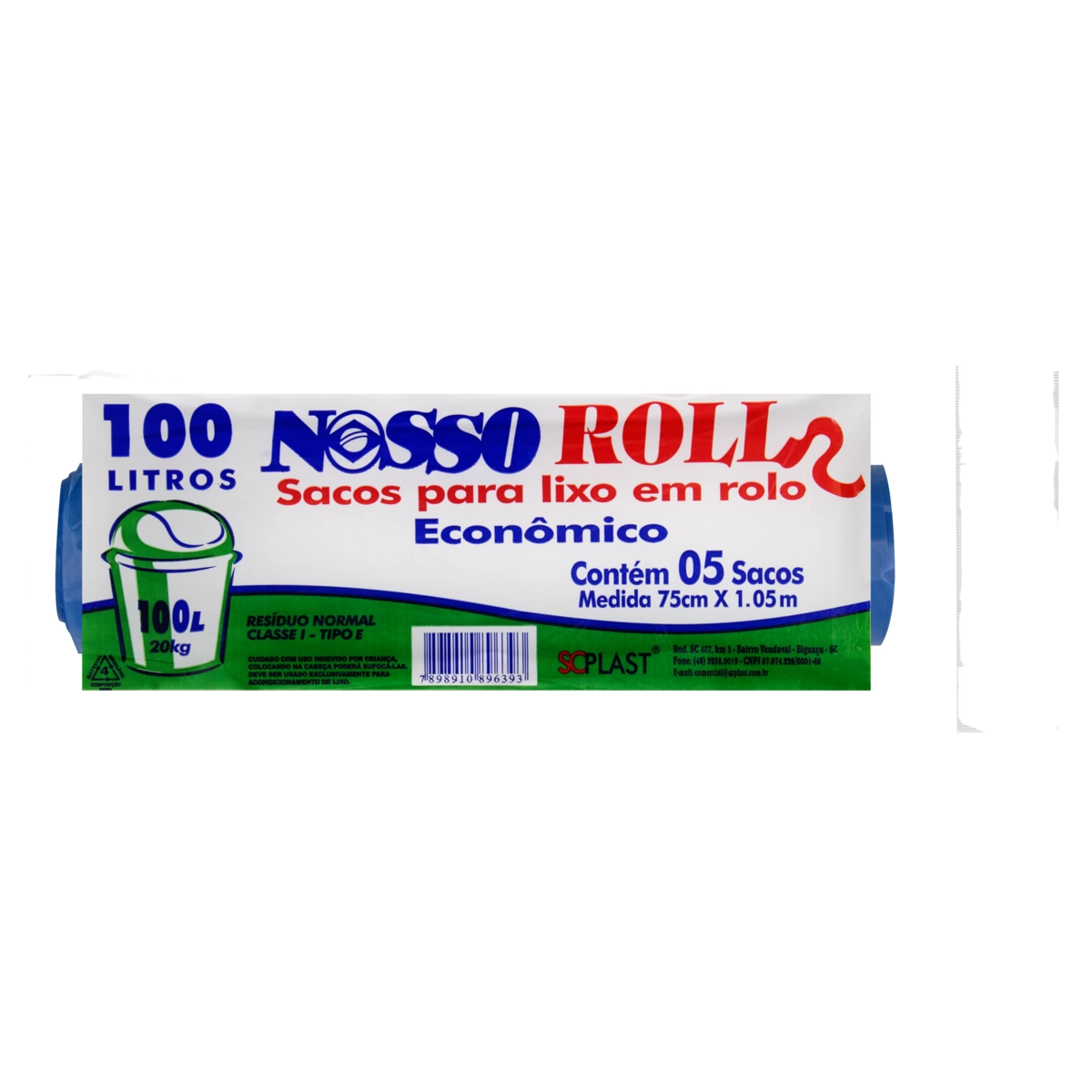 Saco De Lixo Tipo E 100l Nosso Roll 5 Unidades
