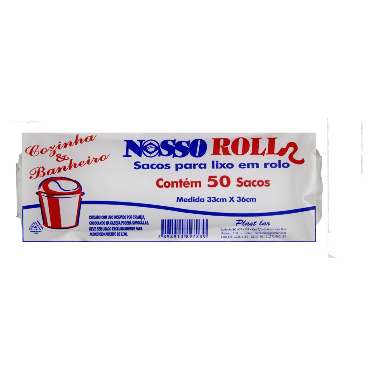 Saco De Lixo Cozinha E Banheiro Nosso Roll 50 Unidades