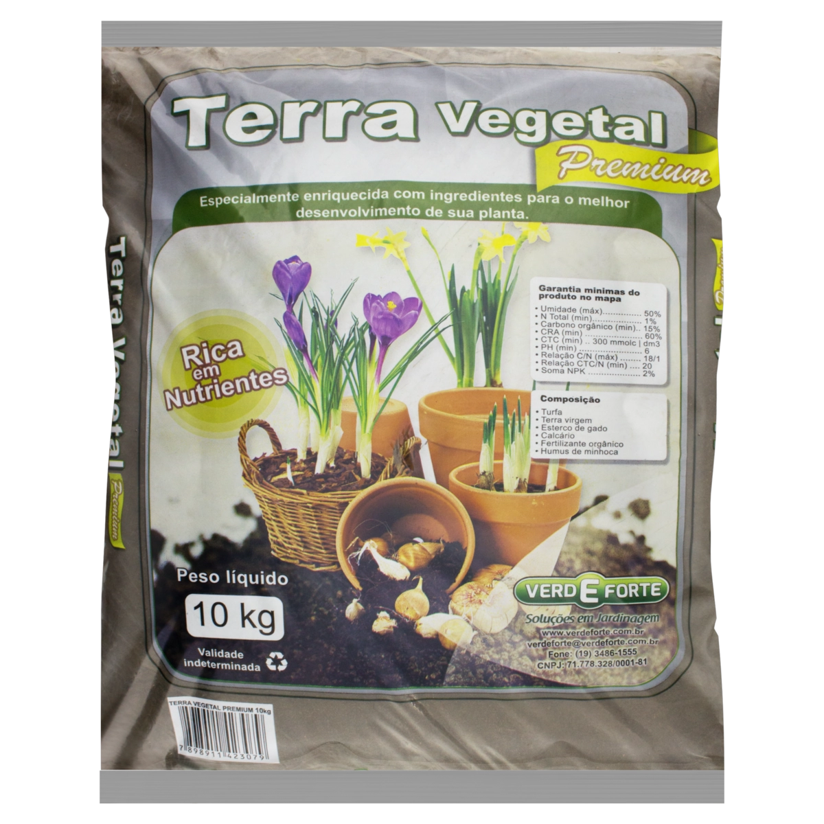Terra Vegetal Verde Forte Premium Pacote 10kg