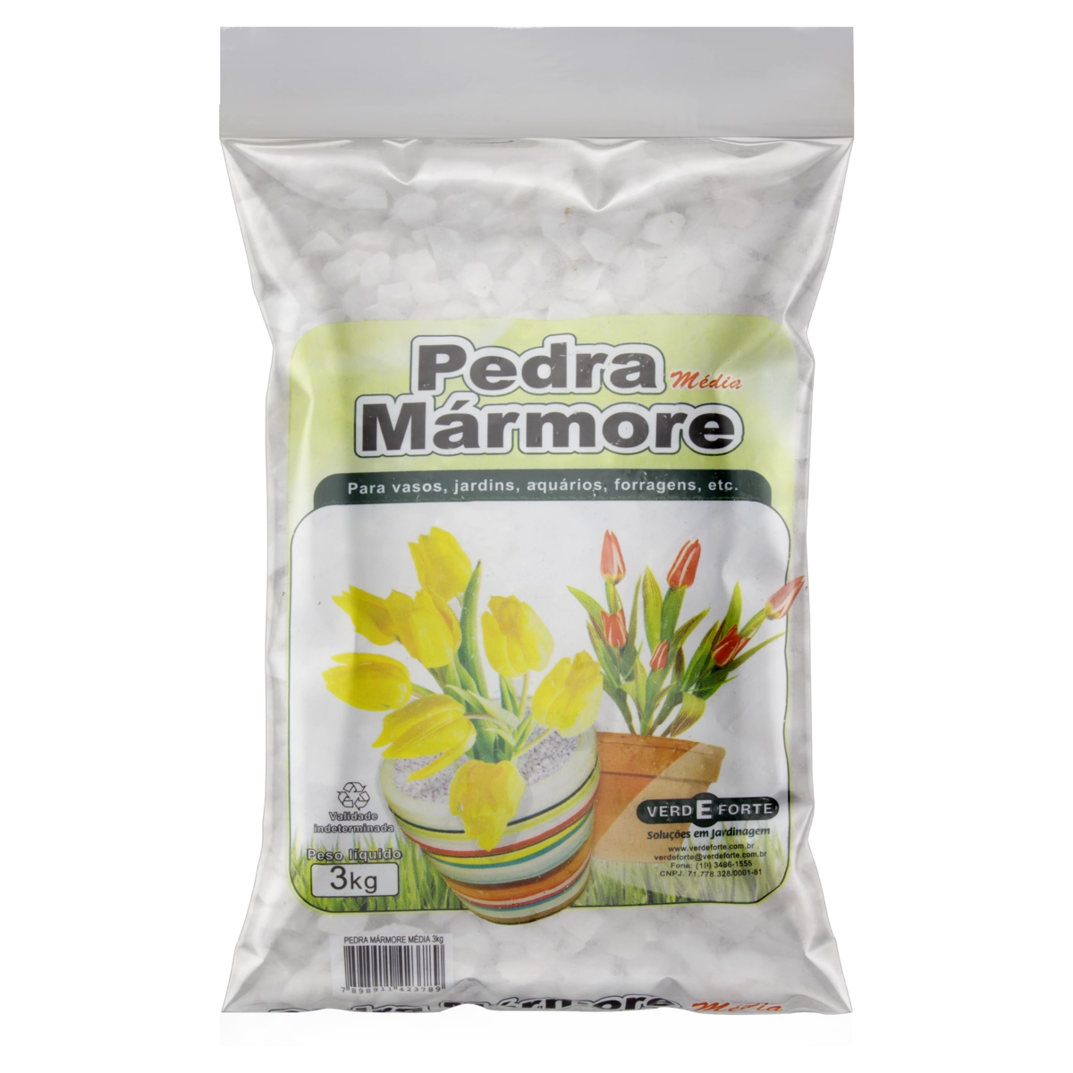 Pedra Mármore Verde Forte Média Pacote 3kg