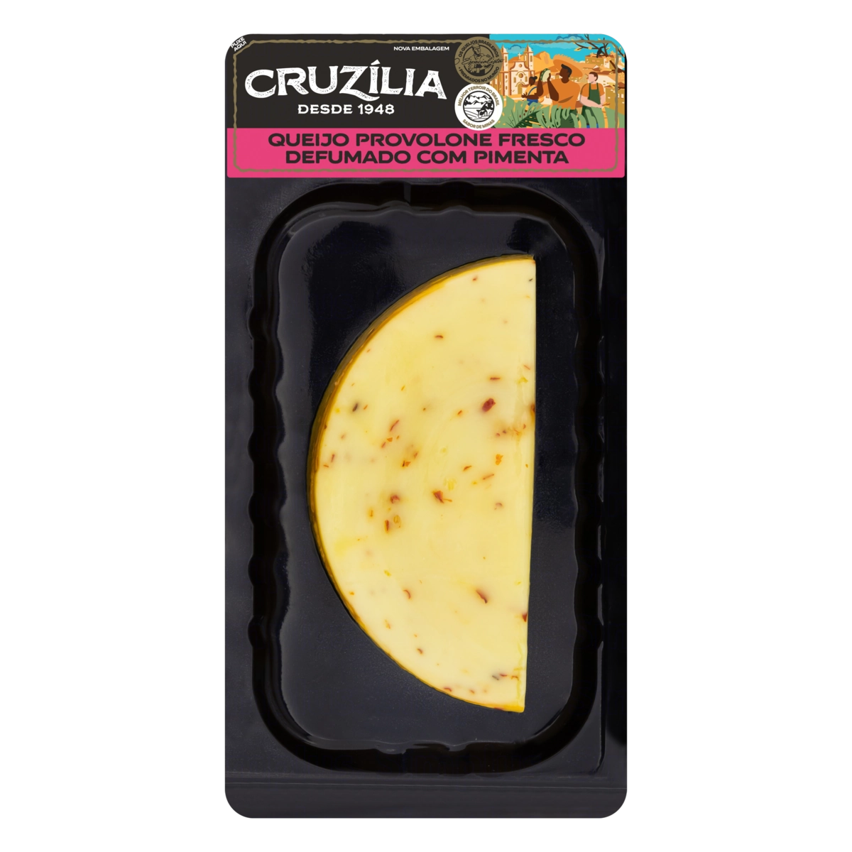 Queijo Provolone Fracionado Defumado Com Pimenta Cruzília