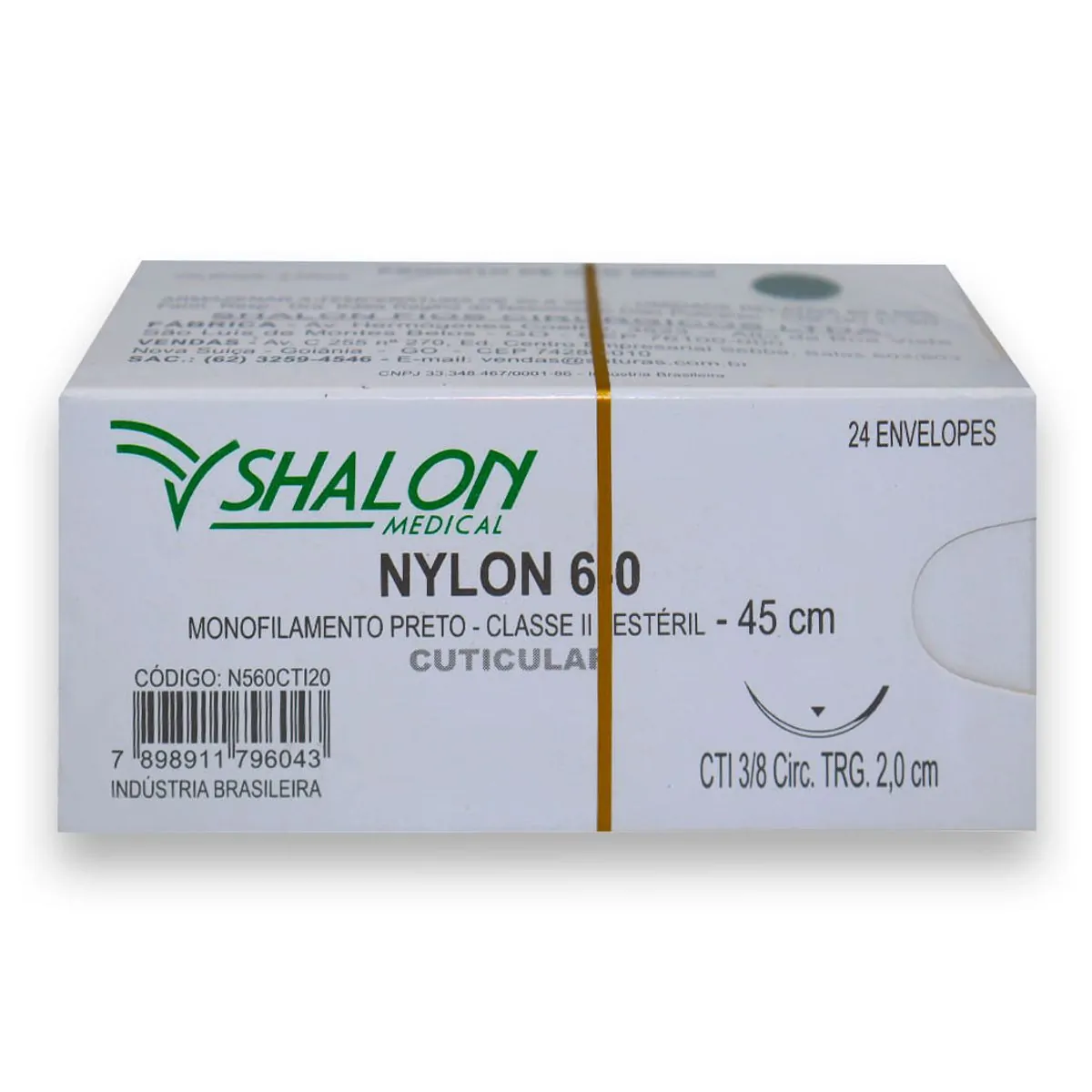 Fio de Sutura Nylon Com 24 - Shalon - Fio de Sutura Nylon Nº 6-0 com Agulha 2,0cm c/24 - Shalon