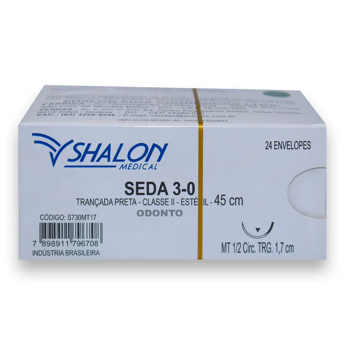 Fio de Sutura Seda com Agulha 24Un - Shalon - Fio de Sutura Seda 3-0 com Agulha 1,7cm com 24 - Shalo