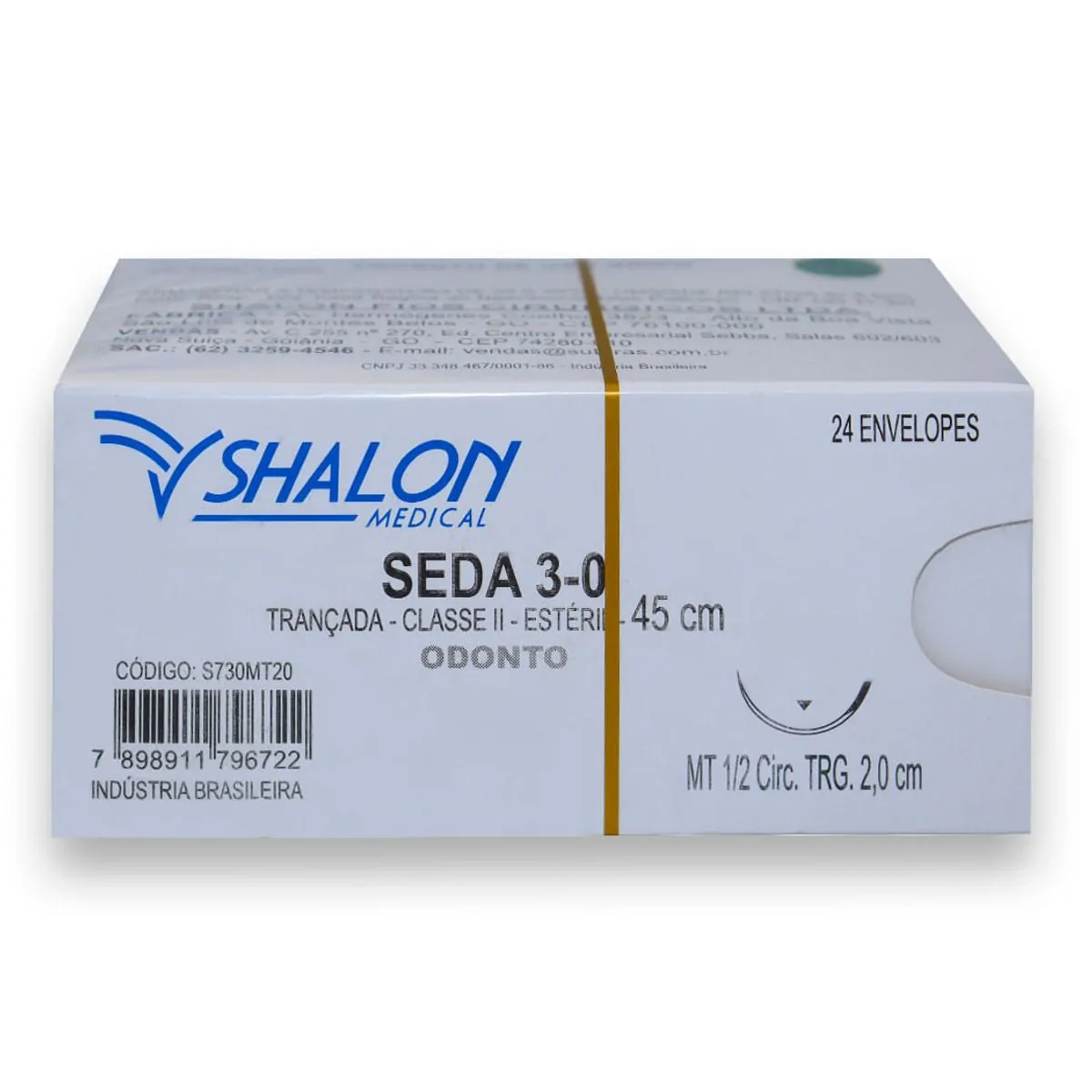 Fio de Sutura Seda com Agulha 24Un - Shalon - Fio de Sutura Seda 3-0 com Agulha 2cm com 24 - Shalon