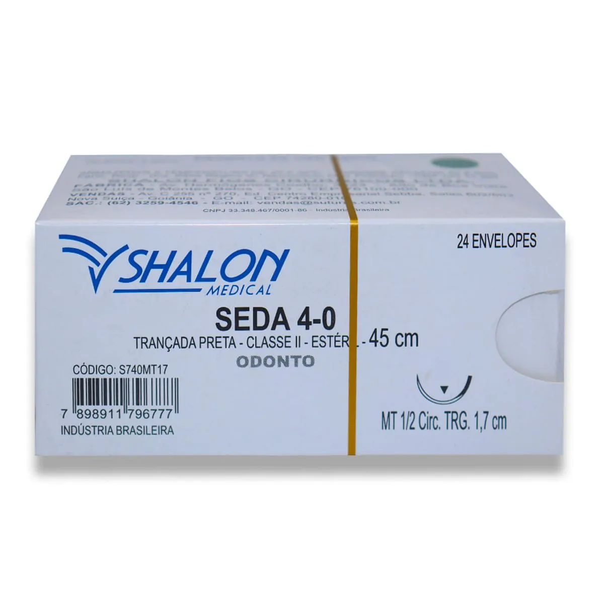 Fio de Sutura Seda com Agulha 24Un - Shalon - Fio de Sutura Seda 4-0 com Agulha 1,7cm com 24 - Shalo