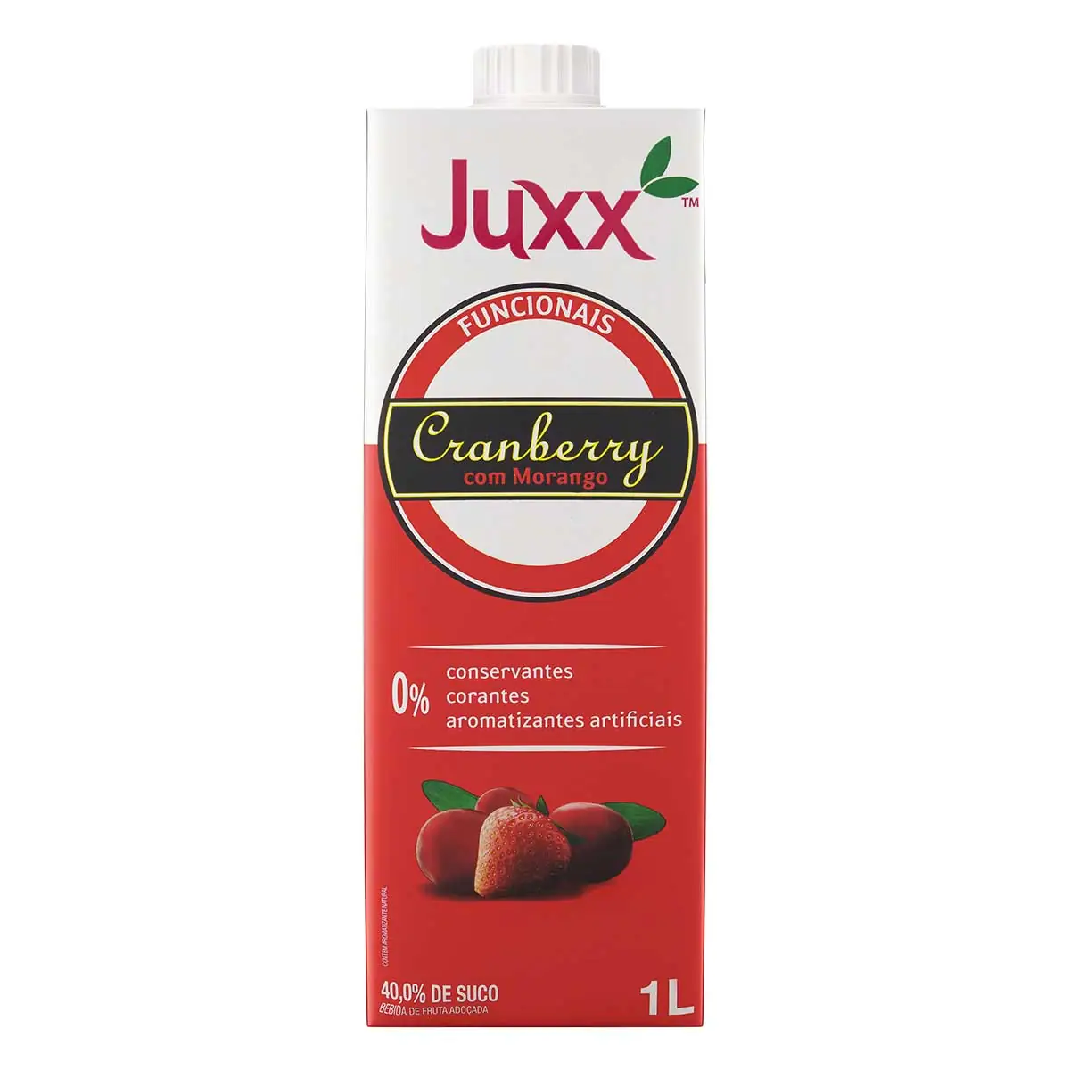 Suco Funcional Cranberry e Morango com Açúcar Juxx 1L