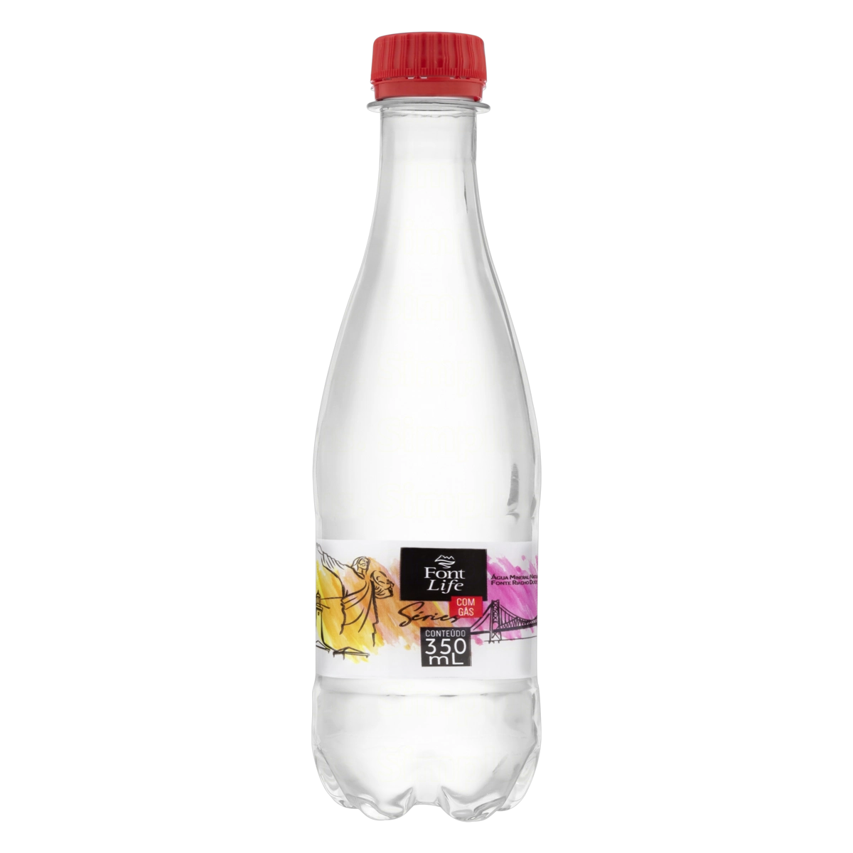 água Mineral Natural Com Gás Font Life Series Garrafa 350ml
