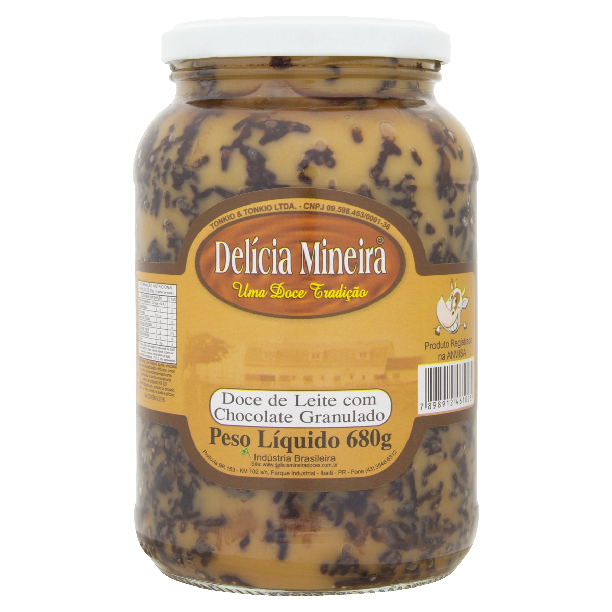 Doce De Leite Com Chocolate Granulado Delícia Mineira Vidro 680g