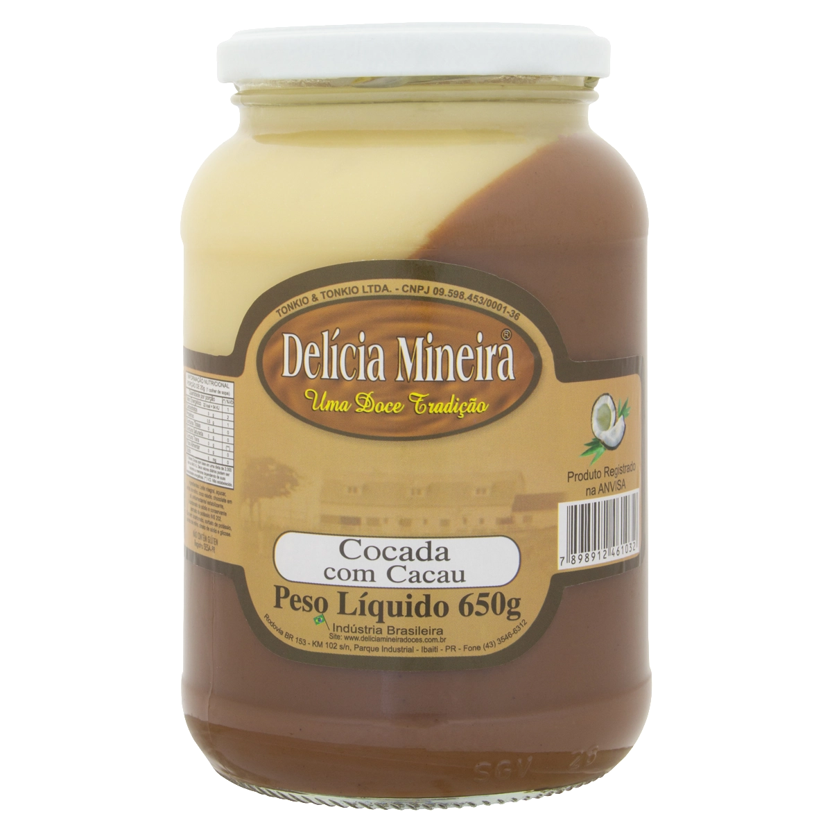 Cocada Com Cacau Delícia Mineira Vidro 650g