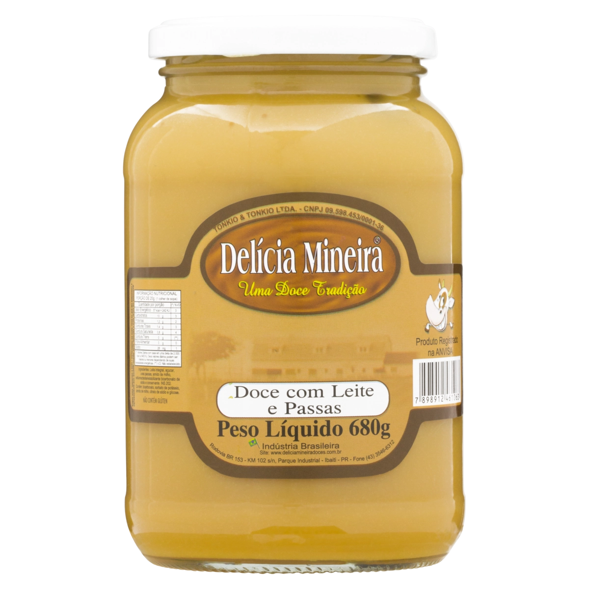 Doce De Leite Com Passas Delícia Mineira Vidro 680g