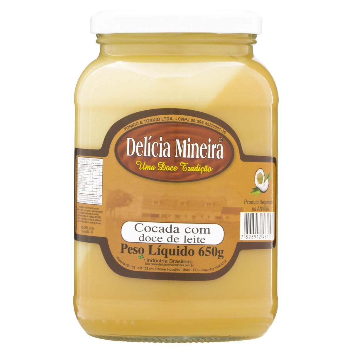 Cocada Com Doce De Leite Delícia Mineira Vidro 650g