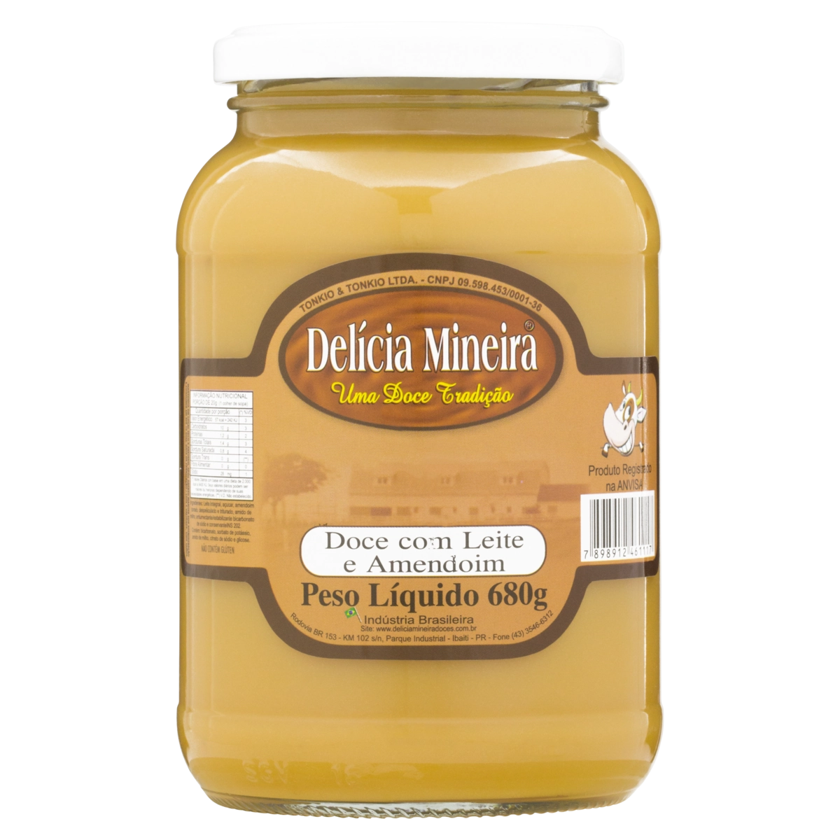 Doce De Leite Com Amendoim Delícia Mineira Vidro 680g