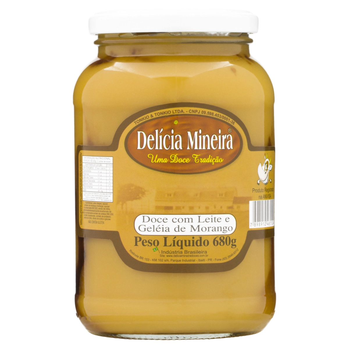 Doce De Leite Com Geleia De Morango Delícia Mineira Vidro 680g