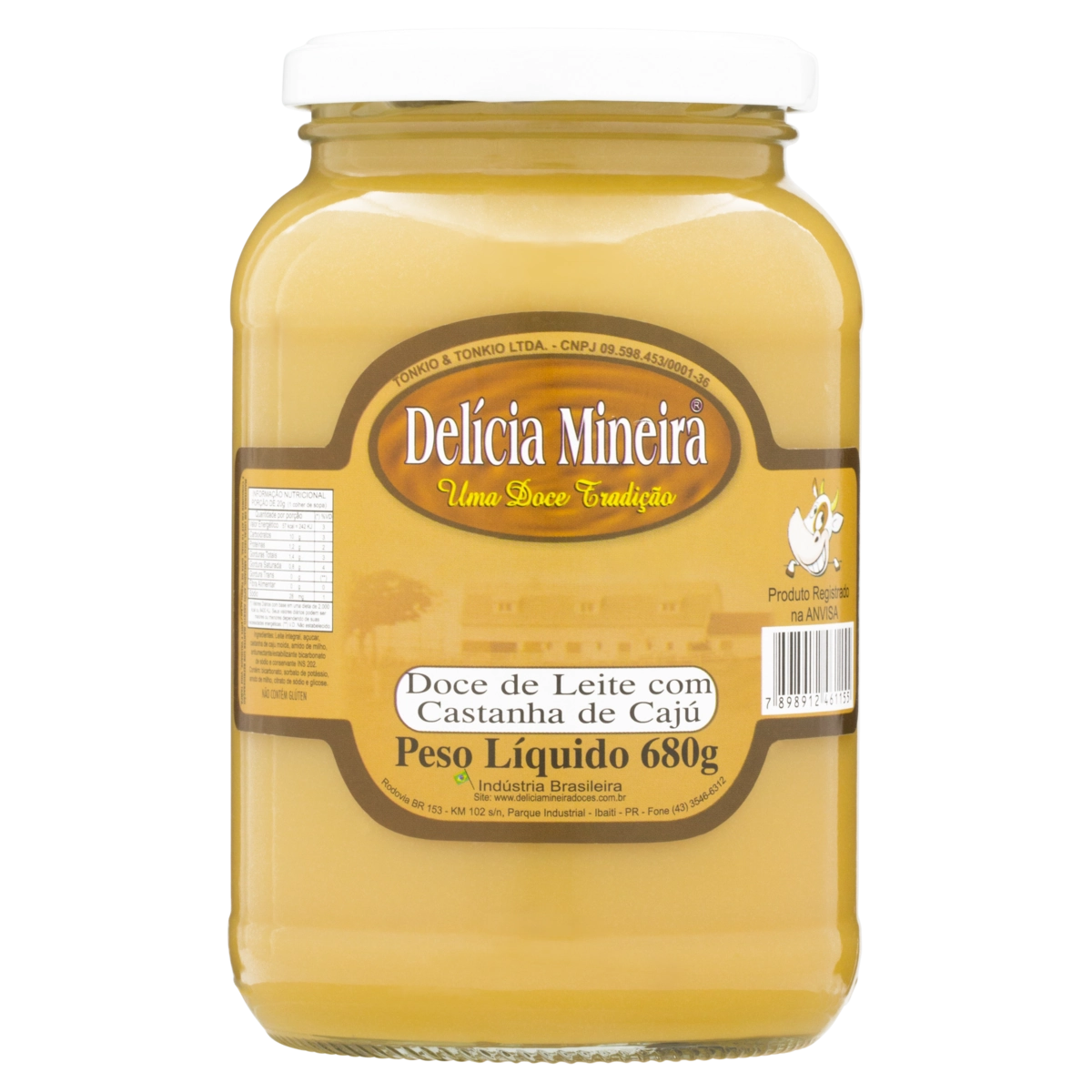 Doce De Leite Com Castanha De Caju Delícia Mineira Vidro 680g