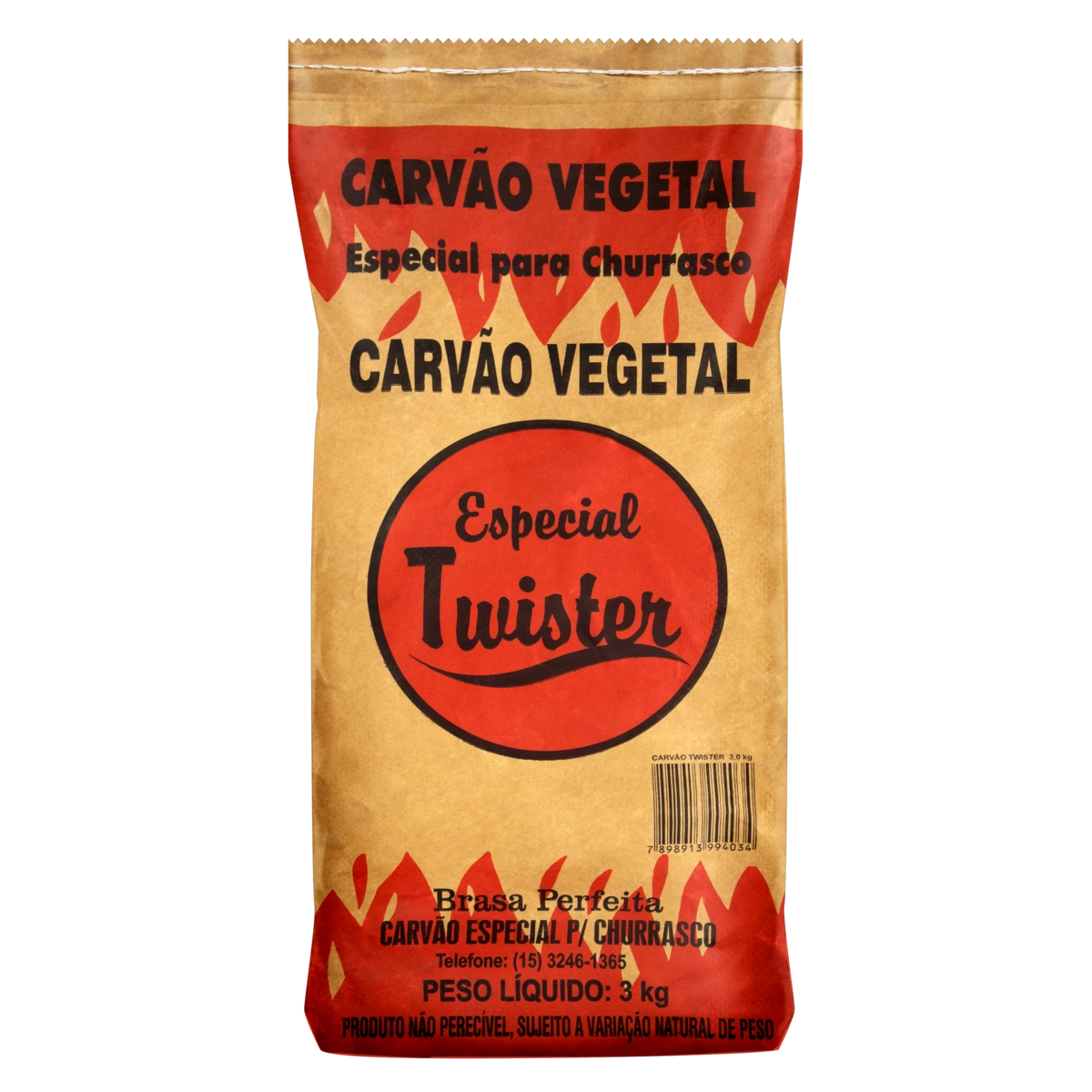 Carvão Vegetal Para Churrasco Twister Pacote 3kg