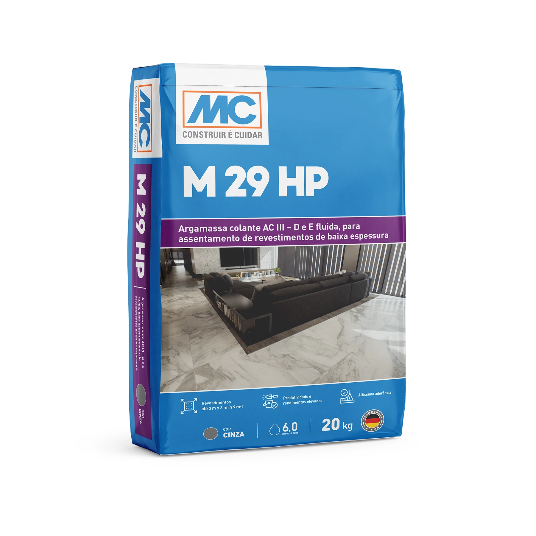 Argamassa ACIII Interno e Externo 20kg ultra Flexível M29 HP Cinza MC Bauchemie