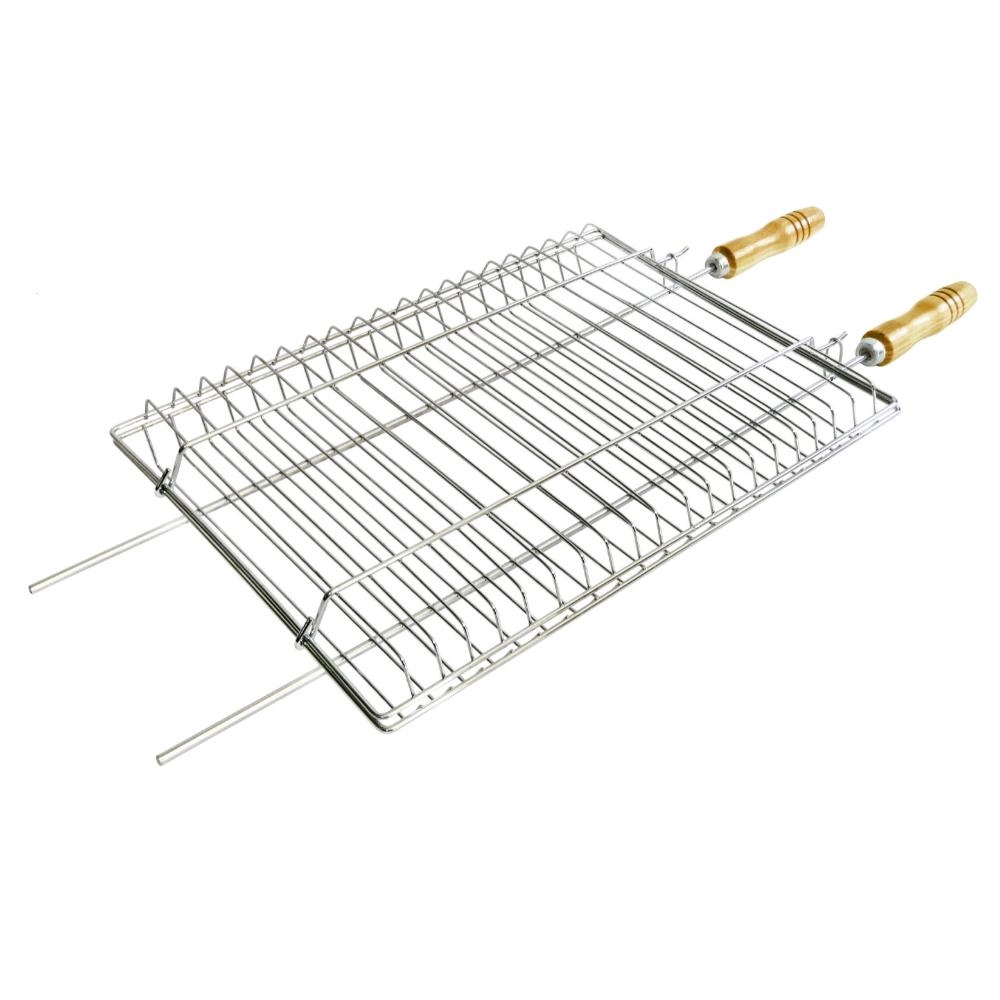 Grelha Para Churrasqueira Assadora Quadrada Com Tampa Grande Churrasco Peixe Carnes Cromado