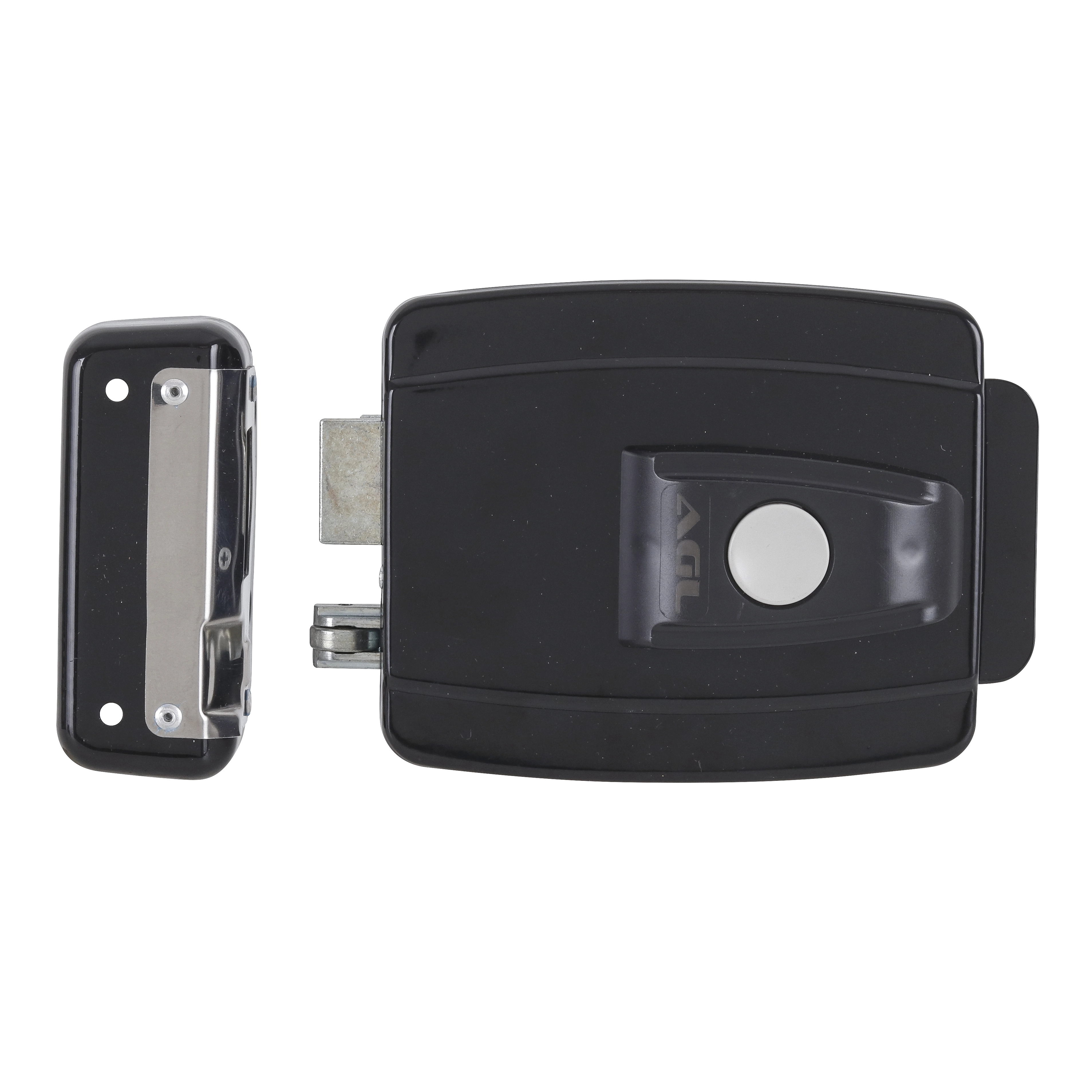 Fechadura Elétrica Reversível com Botão LR100 12V Preto AGL