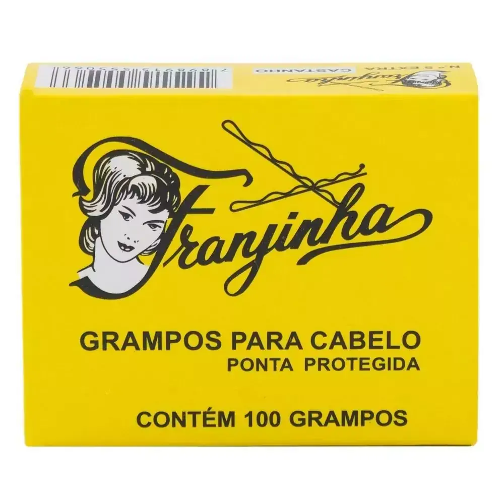 100 Grampos p/ Cabelo Castanho Nº 7 c/ Ponta Protegida, Franjinha 5507 - 23083
