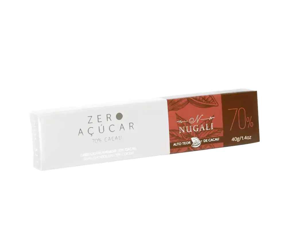TABLETE CHOCOLATE AMARGO 70 % ZERO AÇÚCAR - 40GR