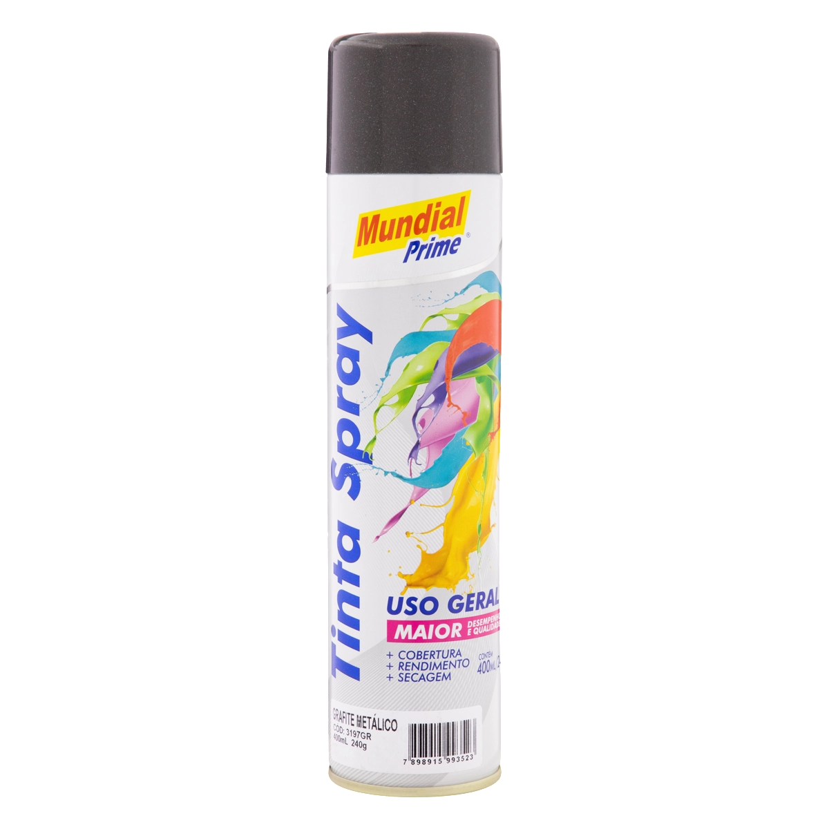 Tinta Uso Geral Spray Grafite Metálico Mundial Prime Lata 400ml
