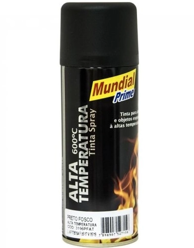 Tinta Spray 200ml Preto Fosco Mundial Prime