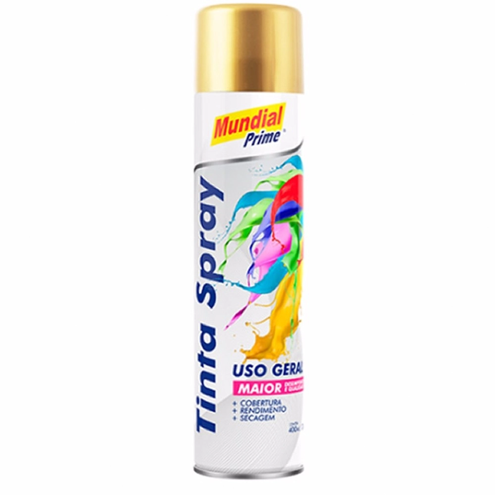 Tinta Spray 400ml Metalica Ouro Mundial Prime