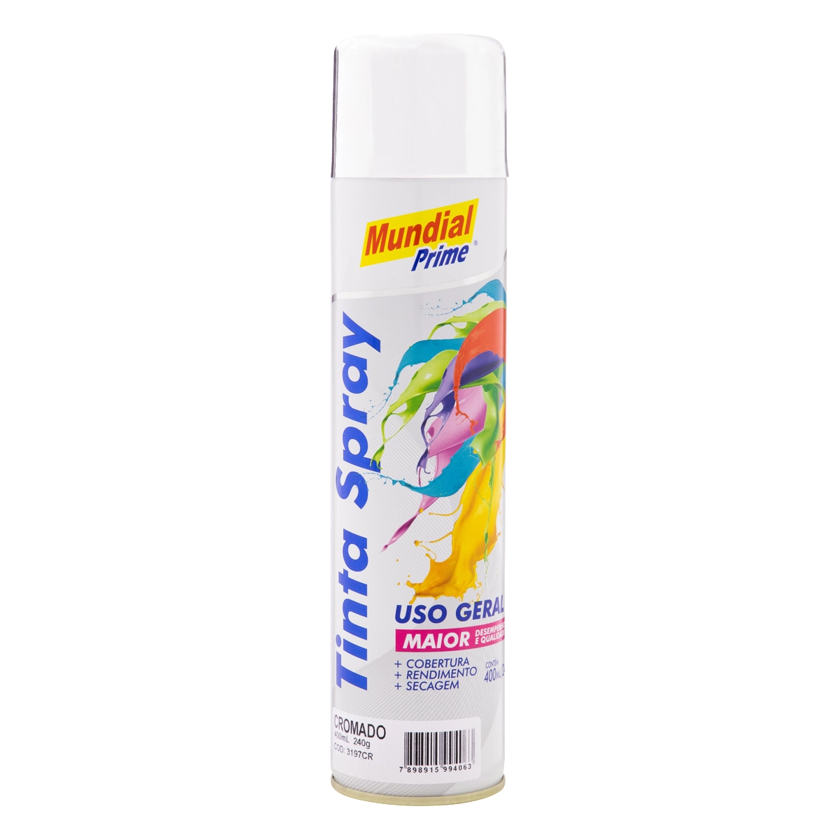 Tinta Uso Geral Spray Cromado Mundial Prime Lata 400ml
