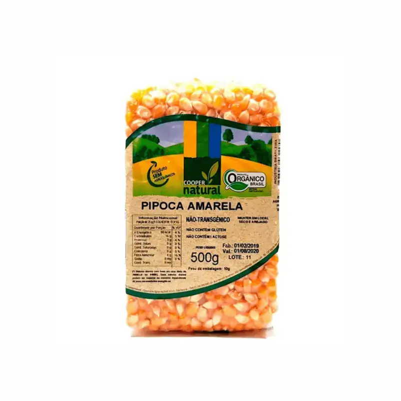 Milho de Pipoca Amarela Orgânico Coopernatural 500g