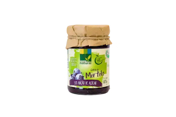 Geleia de Mirtilo (Blueberry) 100% Fruta Orgânico Sem Adição de Açúcar Coopernatural 180g
