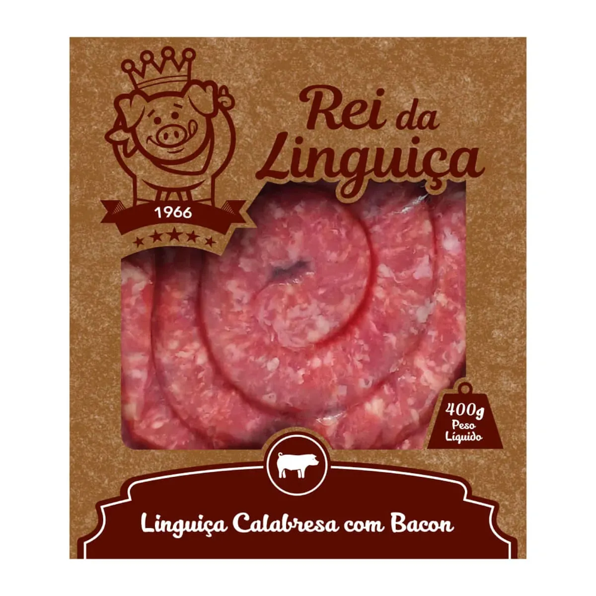 Linguiça Calabresa Com Bacon Rei da Linguiça 400 g