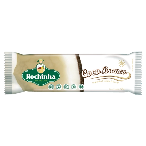 Picolé Coco Branco Rochinha Pacote 55g