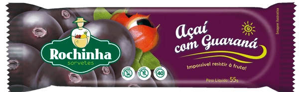 Picolé Açaí Com Guaraná Zero Lactose Rochinha Pacote 55g