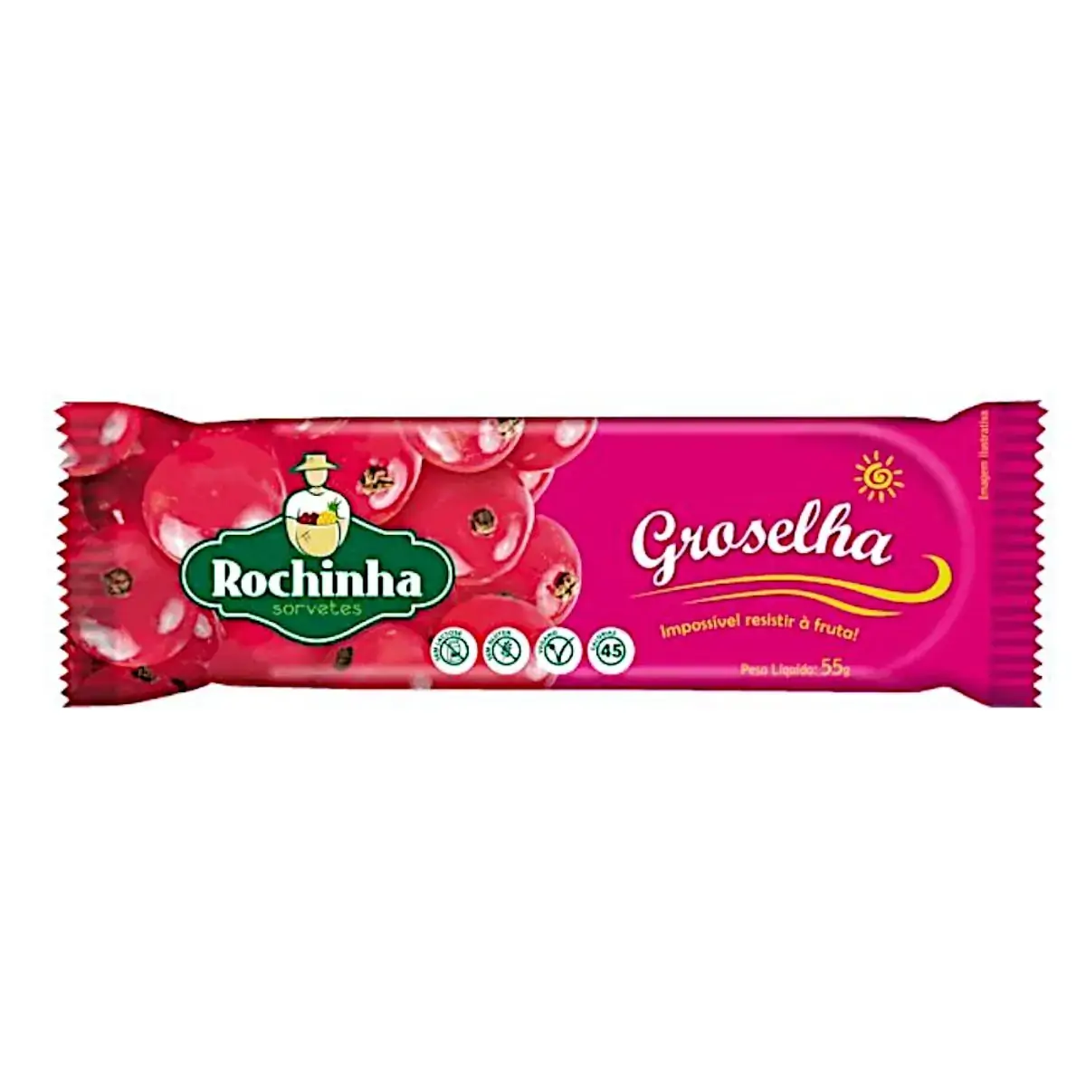 Picolé Groselha Zero Lactose Rochinha Pacote 55g