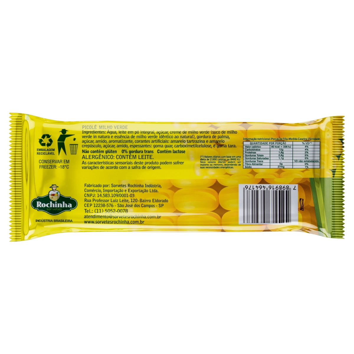 Picolé Milho Verde Rochinha Pacote 55g
