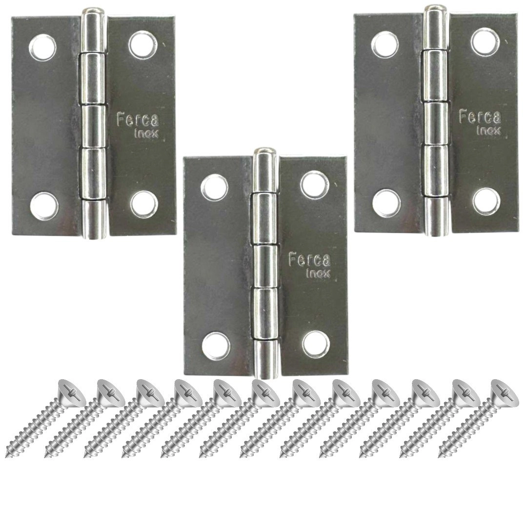 Dobradiça Porta Inox Kit 3 Peças - 2  50mm Ferca