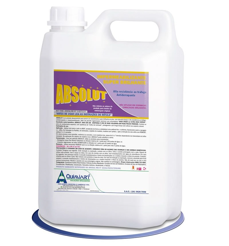 Absolut - Cera Impermeabilizante 2 Em 1 - Super Brilhante - Quimiart - 5 Litro
