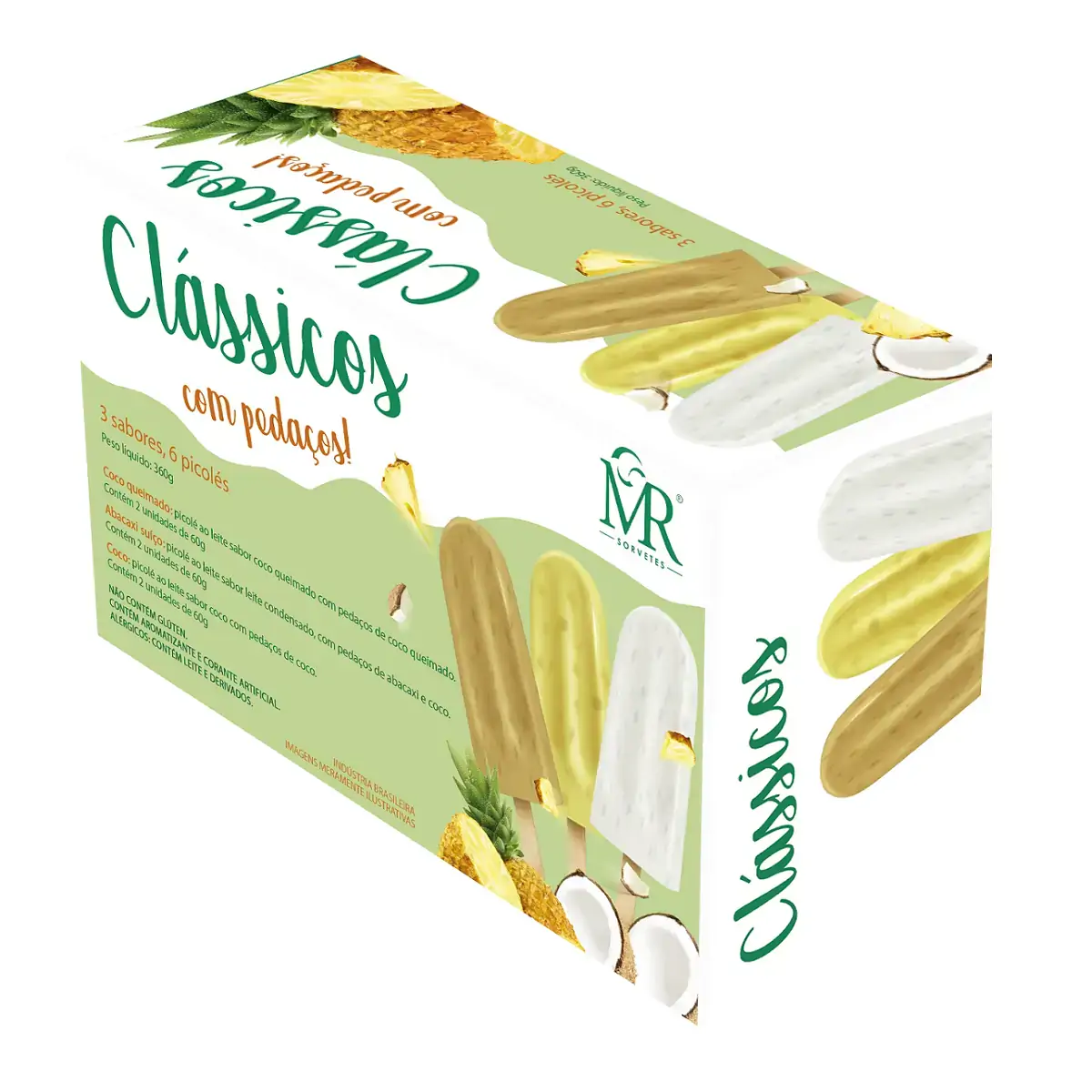 Sorv Mr Picole Clas Ped Frutas 6un 360g