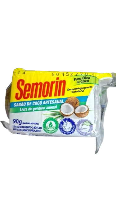 Sabão Barra Artesanal Coco Semorin Pacote 90g