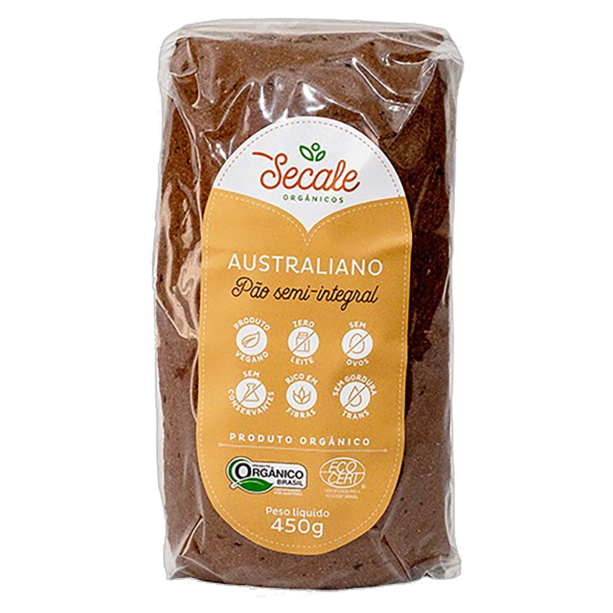Pão Australiano Semi Integral Orgânico Vegano Secale Pacote 450g