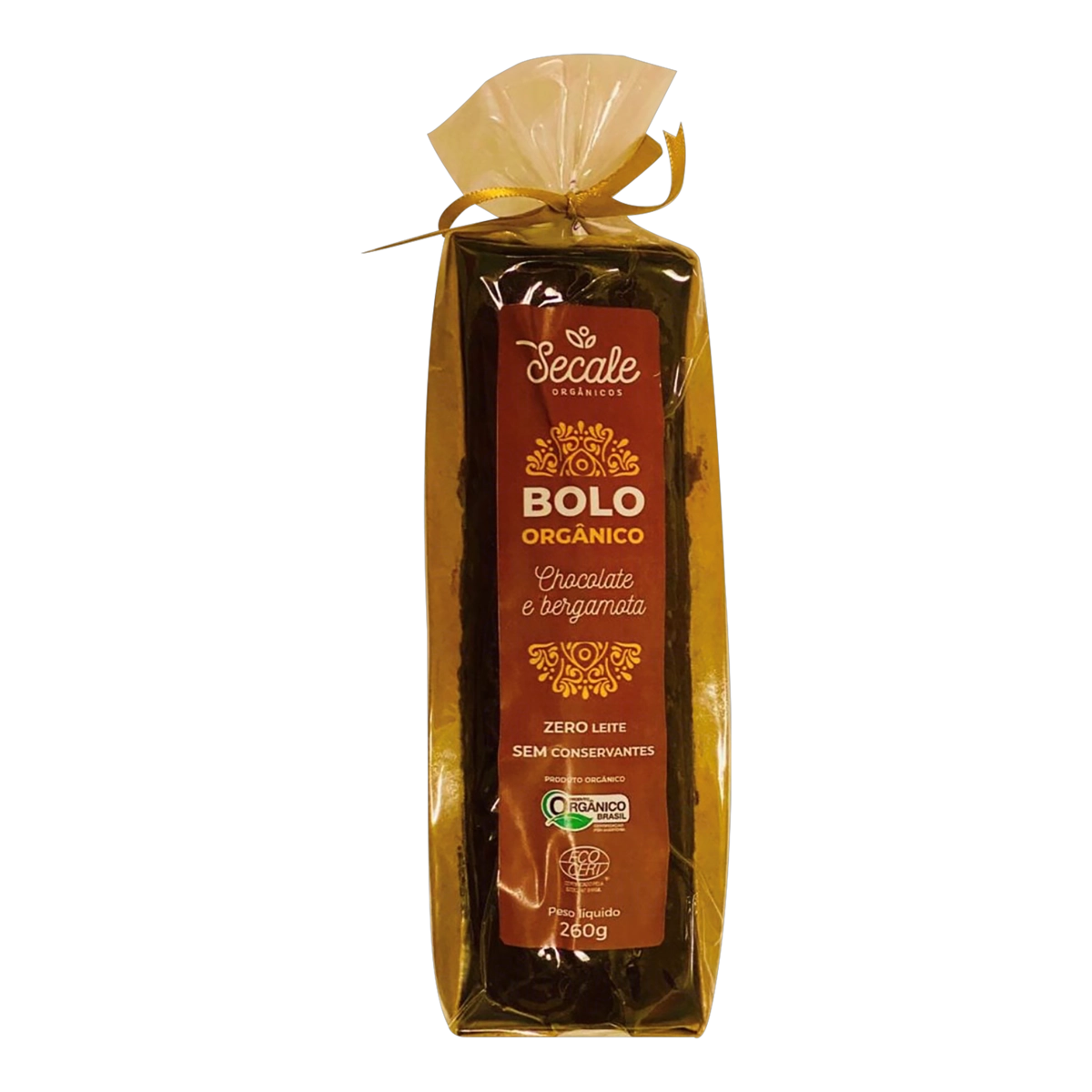 Bolo Orgânico Chocolate E Bergamota Zero Leite Secale Pacote 260g