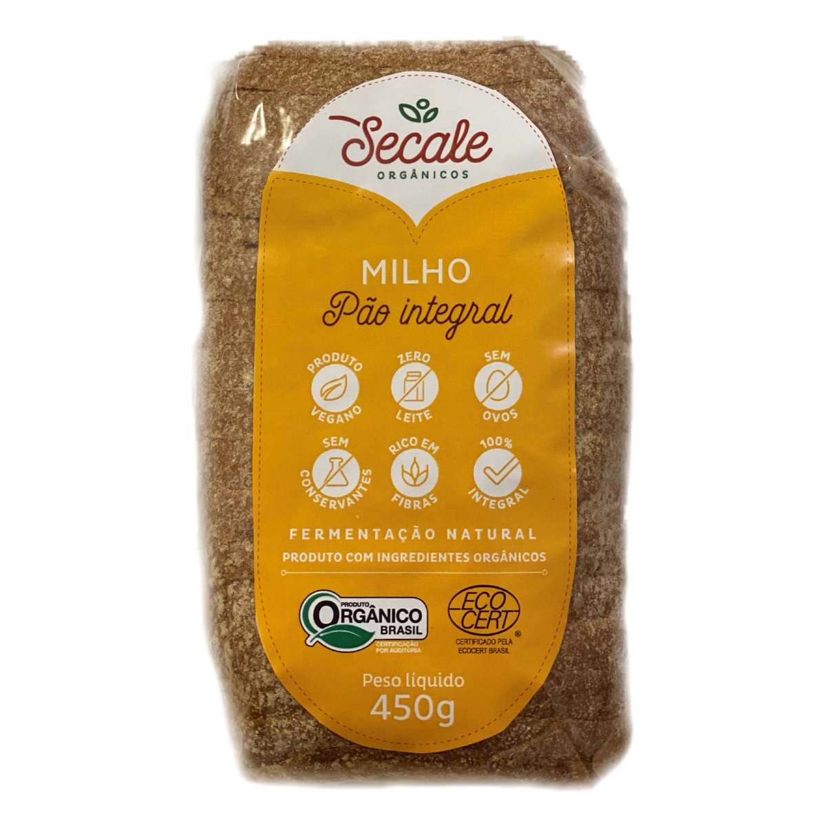 Pão Integral Milho Orgânico Vegano Secale Pacote 450g