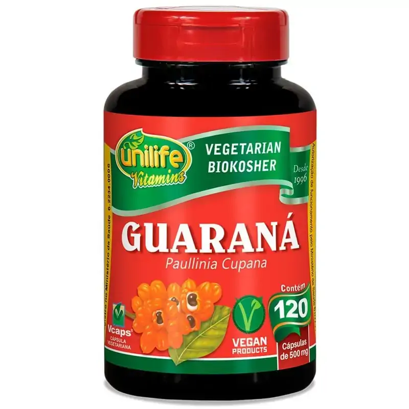 Guaraná 120 Cápsulas 500mg Unilife