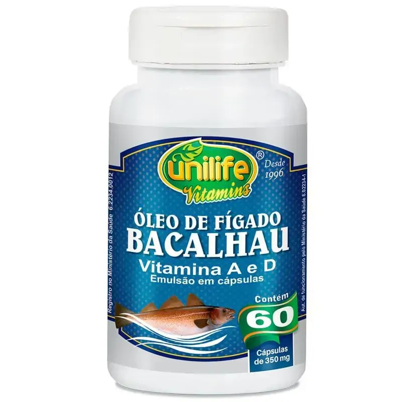 óleo De Fígado De Bacalhau 60 Cápsulas 350mg Unilife