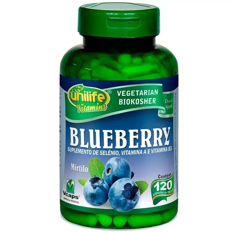 Blueberry 60 Cápsulas 550mg Mirtilo Unilife