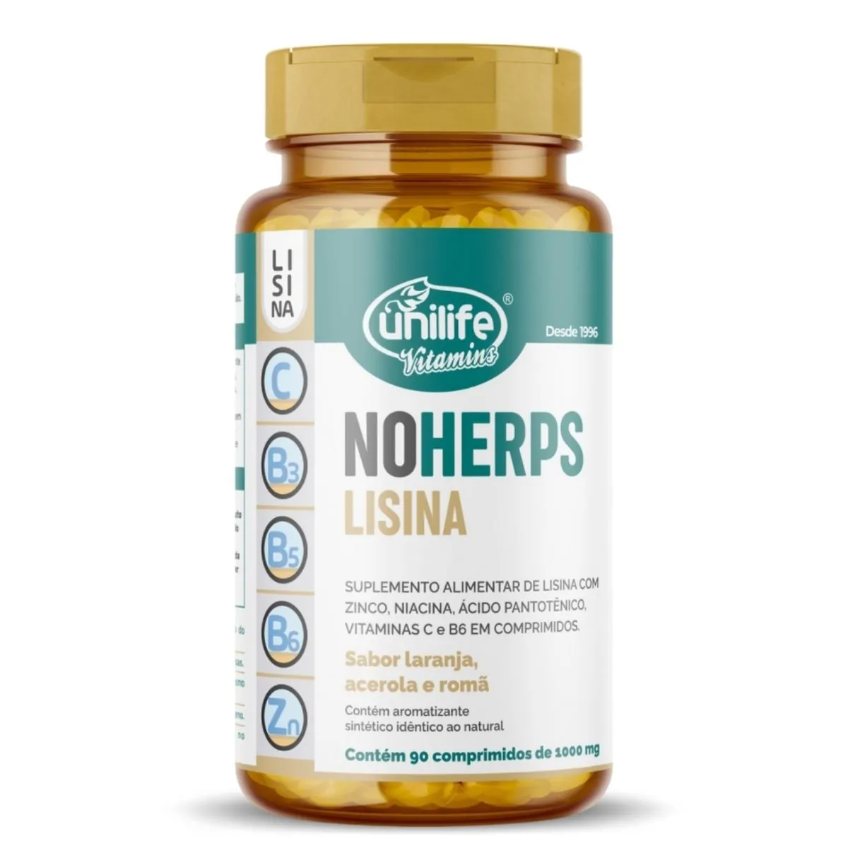 Lisina NoHerps 90 comprimidos 1000mg Unilife