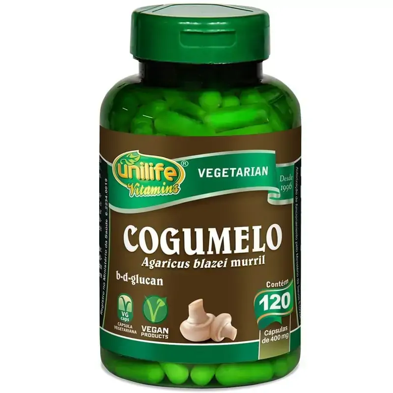 Cogumelo 120 Cápsulas 400mg Agaricus Blazei Murril Unilife