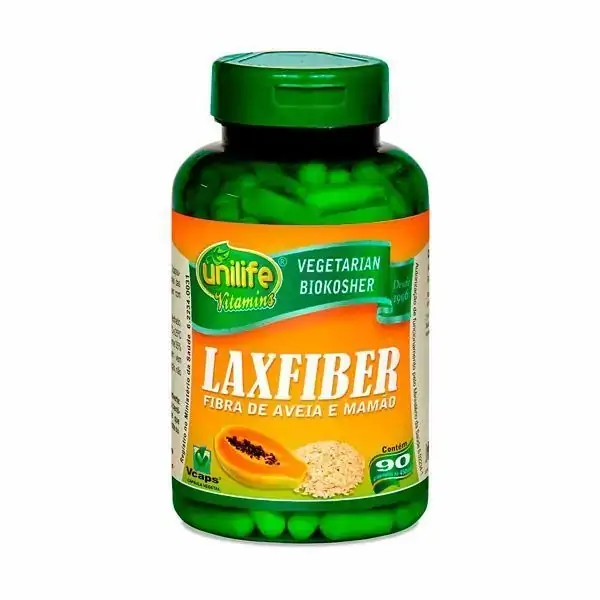 Fibra De Aveia E Mamão Laxfiber Unilife 90 Cápsulas De 450mg